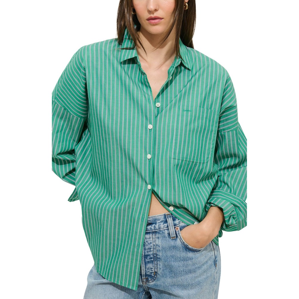 Alex Mill Wash & Go Jo Stripe Oversize Cotton Button-Up Shirt XL